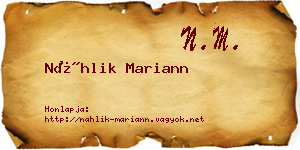 Náhlik Mariann névjegykártya