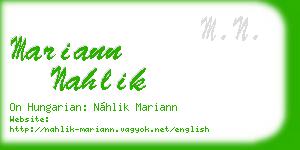 mariann nahlik business card