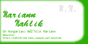 mariann nahlik business card